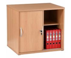 Armoire basse de bureau en bois | LxPxH 800 x 600 x 730 mm | portes coulissantes | Hêtre | Karbon |