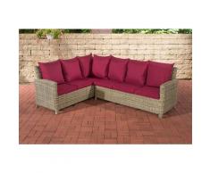 CLP - Canapé d'angle Bermeo 5 mm en polyrotin rond/nature Rouge rubin
