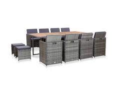 Youthup - Salon de jardin 13 pcs Résine tressée bois d'acacia Anthracite