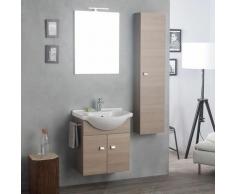MEUBLE DE SALLE DE BAIN SUSPENDU 58+31 CM AVEC COLONNE EN CHÊNE FUMÉ