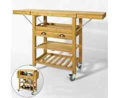 Desserte Roulante Chariot de Cuisine en Bambou - Plans de Travail Rabattables FKW25-N SoBuy®