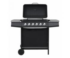 Barbecue au gaz avec 6 zones de cuisson Acier Noir