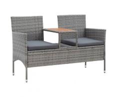 Youthup - Banc de jardin 2places et table à thé 143cm Résine tressée Gris