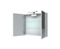 Allibert - Armoire de toilette éclairante 80 cm 2 portes miroirs Blanc brillant prise UTE - JUNO