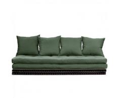 Banquette futon tatami CHICO vert olive couchage 2 x 70*200 cm. - vert