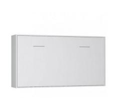 Armoire lit horizontale escamotable STRADA-V2 blanc mat couchage 90*200 cm.