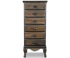 Chiffonnier 6 Tiroirs Bois 45.5x36x108cm - Décorations d'Autrefois - Marron