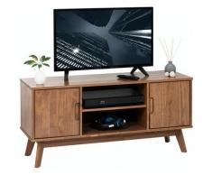 Idimex - Meuble TV TIVOLI banc télé de 114 cm design vintage scandinave nordique 2 portes et 2