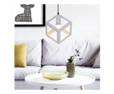 Lampe de Plafond Industrielle E27 Plafonnier Lustre Suspension Cage Métal Blanc