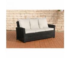Canapé 3 places Fisolo 5 mm polyrotin rond rond/noir Blanc beige