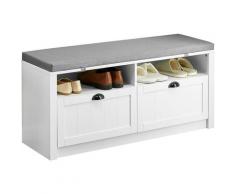 FSR90-W Banc à chaussures avec 2 tiroirs Blanc env. 110 x 47 x 35 cm - Sobuy
