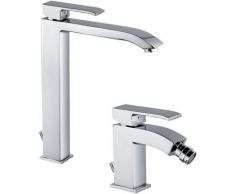 Set Mitigeurs de salle de bain: lavabo et bidet Paffoni LEVEL (code LEVELLAB) en laiton chromé