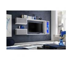 Meuble tv suspendu, meuble de salon complet SATURNE. Composition murale moderne et design. LED
