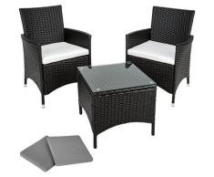 Tectake - Salon de jardin ATHENES - 2 Chaises Fauteuils et 1 Table en Résine Tressée structure