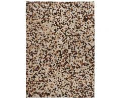 Tapis Cuir Veritable Patchwork 80 X 150 Cm Carre Marron/Blanc