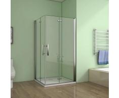 Cabine de douche100x100x185cm 2 portes de douche pivotante et pliante verre anticalcaire