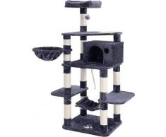 FEANDREA Arbre à chat Hauteur de 174cm Multi-niveaux Avec bol, panier, niche Maison de jeu Meubles