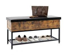 Soges - Banc de rangement pour chaussures avec assise rembourrée et étagère en métal, Hall