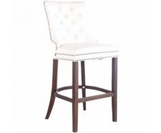 Tabouret de bar Taipeh cuir véritable blanc Antique