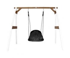Portique en Bois Blanc/marron avec Balançoire - siège Nid Ovale
