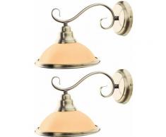 Lot de 2 appliques murales en laiton antique veilleuses lumineuses en verre style ambre