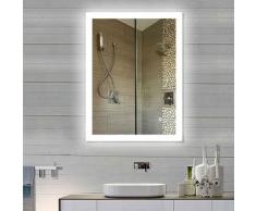 Miroir Salle de Bain Miroir Mural 90*70CM en Mercure Nouvelle Génération Anti-Brouillard Bouton