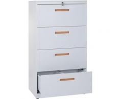 HHG - Meuble pour dossiers suspendus Boston A10, acier, 132x76x46 cm, blanc