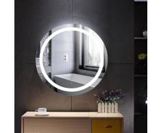 Dazhom - Miroir de salle de bain rond anti-buée blanc froid 60 * 60 * 4.5cm