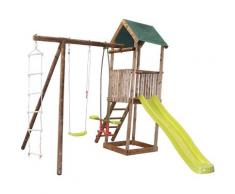 Aire de jeux en bois portique tour et toboggan - Libellule