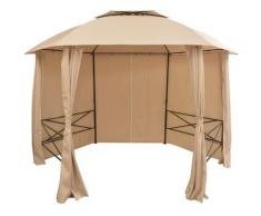 Chapiteau tente de jardin avec rideaux Hexagonal 360 x 265 cm