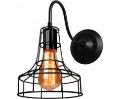 Rétro Appliques Murales Industrielle Vintage Intérieure Cage en Métal Fer Noir Suspension luminaire