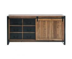 Made In Meubles - Buffet industriel porte coulissante - Brut