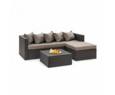 Blumfeldt Theia Lounge Salon de jardin complet polyrotin noir & marron