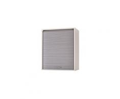 Les Tendances - Meuble mural de cuisine blanc à rideau gris Couna L 60 x H 72 cm