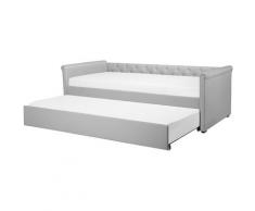 Lit gigogne en tissu gris clair 80 x 200 cm LIBOURNE