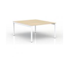 EOL | Table de réunion 165 x 140 cm | Plateaux chêne clair | Piétement blanc - Chêne