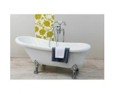 Baignoire îlot ovale pieds en aluminium argenté Degeo - Blanc