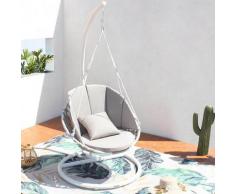 Shella - Fauteuil suspendu polyester blanc gris clair