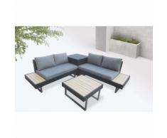 BOBOCHIC Palma - Salon de jardin en angle 5 places - Aluminium / Composite - Coffre