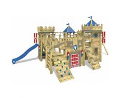 WICKEY Aire de jeux Portique bois The Golden Goat avec balançoire et toboggan bleu Maison enfant