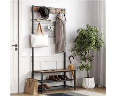 VASAGLE Porte-manteaux de style industriel, avec Banc à chaussures, Meuble d'entrée, Vestiaire, 9