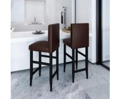 Tabouret de Bar 2 pcs 41 x 45 x 108 cm, Hauteur du Siège : 75 cm Cuir Synthétique Marron Foncé
