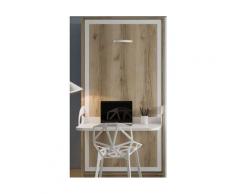 Lit escamotable 140x190 cm avec bureau synchronisé Studante - Façade Chocolat