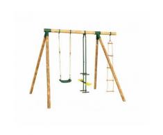 Portique en bois SIOUX - 1 balançoires + 1 vis-à-vis + 1 échelle