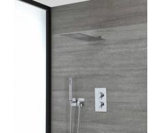 Hudson Reed Como - Kit de Douche avec Mitigeur Thermostatique Pommeau Rectangulaire et Douchette