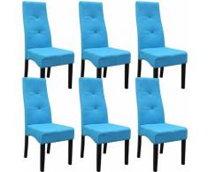 DALLAS - Lot de 6 Chaises Turquoises Capitonnées - Turquoise