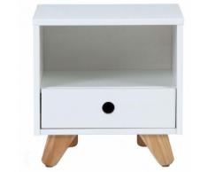 Table de chevet scandinave blanc et pin PITI