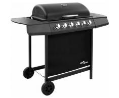 Barbecue gril à gaz avec 6 brûleurs Noir