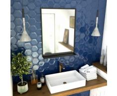 Aurlane - Miroir salle de bain 80x60cm - laqué noir mat avec étagères - FRAMED MIRROR