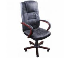 Fauteuil chaise de bureau noir bois ergonomique classique luxe - Bois
